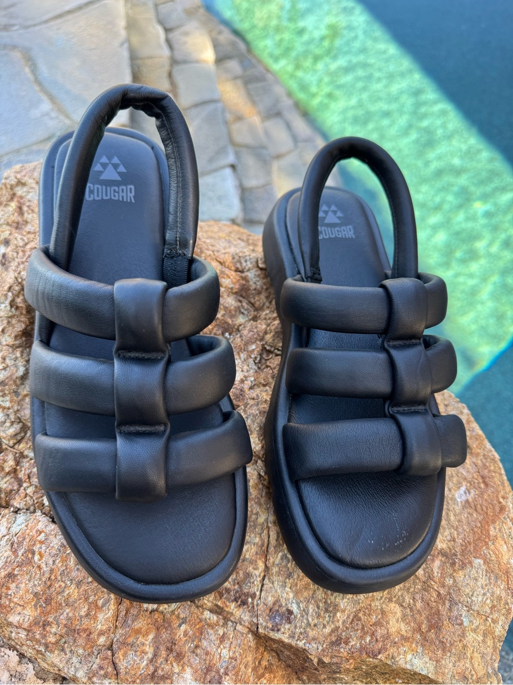 Cougar Black Triple-Padded Slide Sandals